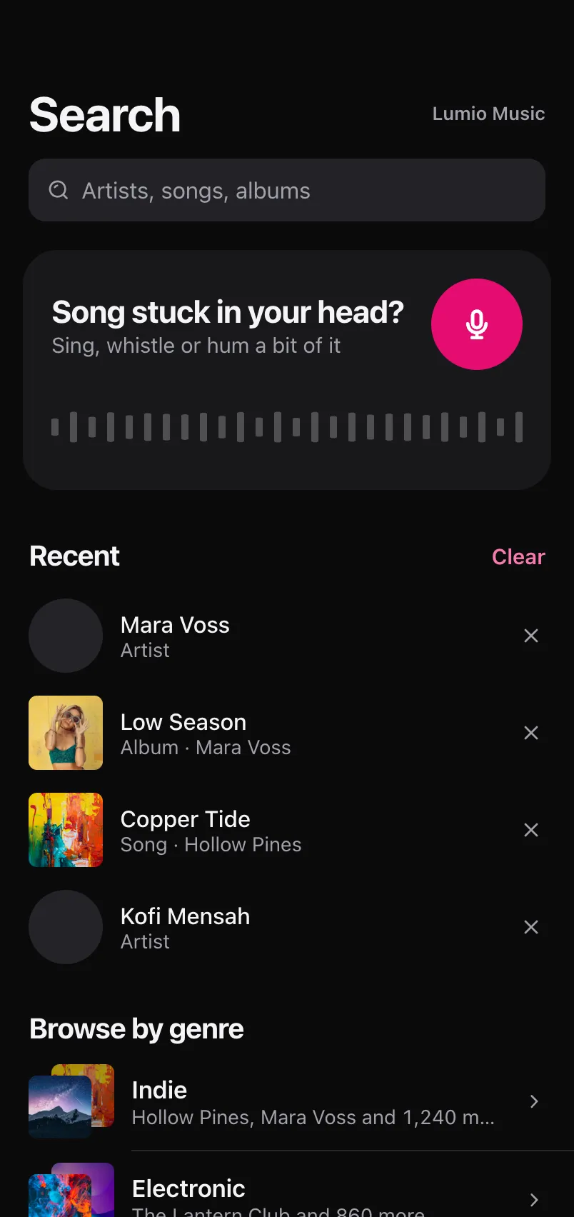 Search screen