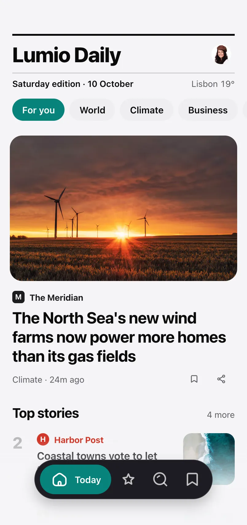 News Home screen