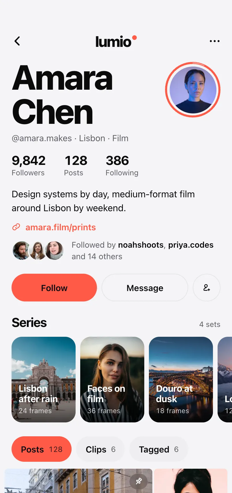 Social Profile screen